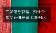 广发证券郭磊：预计今年实际GDP同比增长5.6%，经济将初步走出谷底
